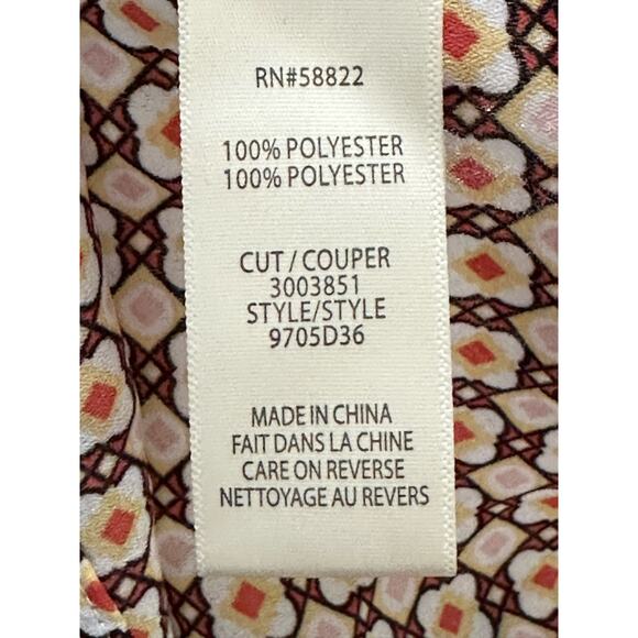 Max Studio pink yellow print short ruffle sleeves blouse size XL - Picture 4 of 11